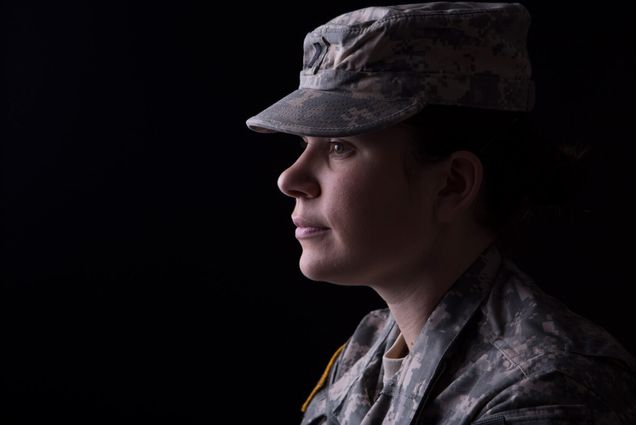 Woman in military with PTSD.