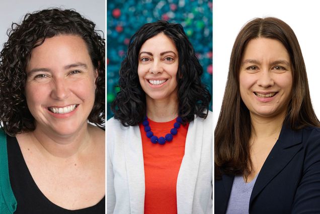 BU researchers (from left) Elizabeth Bettini, Zeba Wunderlich, and Michelle Sander were each given a Presidential Early Career Award for Scientists and Engineers at the close of President Joe Biden’s White House tenure.