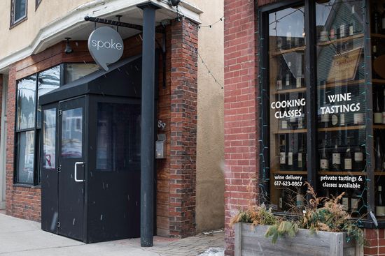 The exterior of Spoke Wine Bar