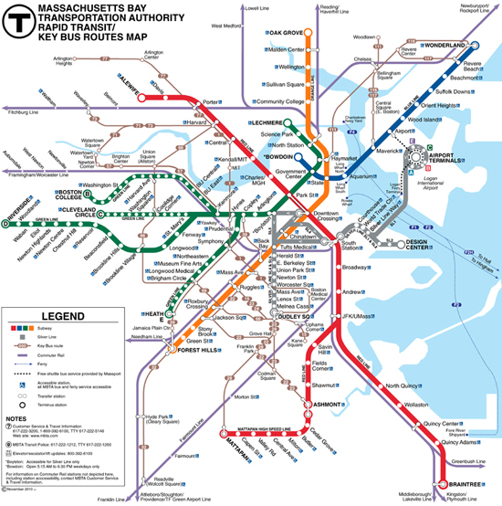 Boston MBTA Subway Map