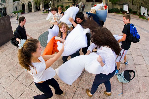 Pillow Fight Flash Mob at BU