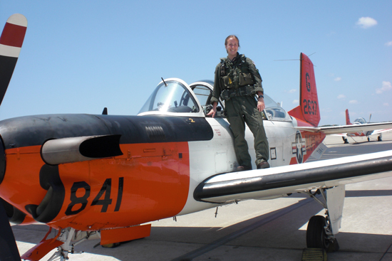 Denise Miller and a T-34 Denise Miller after flying a T-34