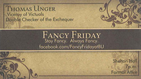 Fancy Friday at BU, Thomas Unger card