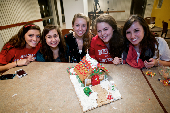 Holiday Hooligans Boston University CAKE Culinary Arts and Kitchen Entertainment Gingerbread House building competition