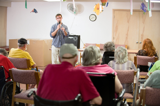 Jesse Garlick performs for seniors Jesse Garlick performs Frank Sinatra songs for seniors at Waban Health and Rehabilitation Center