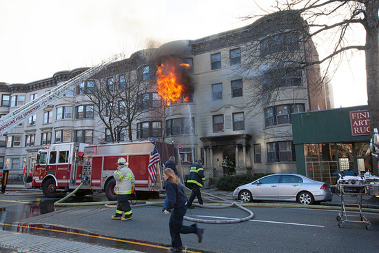 four alarm fire, brookline, ma fire department