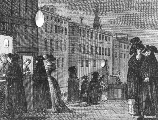 Spectators buying tickets outside the theater Spectators buying tickets outside the theater, James Johnson author of book Venice Incognito: Masks in the Serene Republic