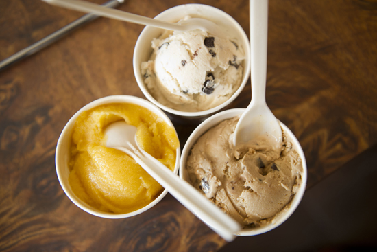 Organic ice cream and sorbetto at Ecco Pizzeria, Allston, MA