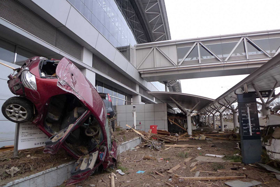 Sendai Airport terminal, Japan earthquake tsunami wreckage