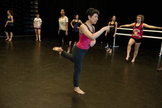 Micki Taylor-Pinney, modeling a movement for the class Micki Taylor-Pinney, Boston University dance program, Dance Theatre Group DTG, PERD
