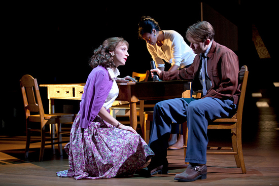 Marianna Bassham, Nikkole Salter, and McCaleb Burnett in The Luck of the Irish, Huntington Theatre Company