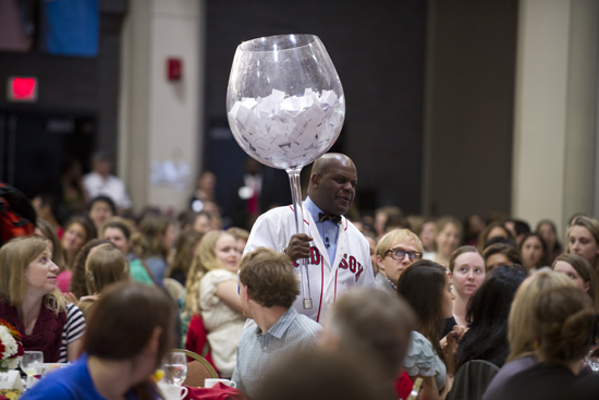 Boston University Class of 2012 senior breakfast, Dean of Students Kenneth Elmore Class Gift prize drawing, Boston Red Sox