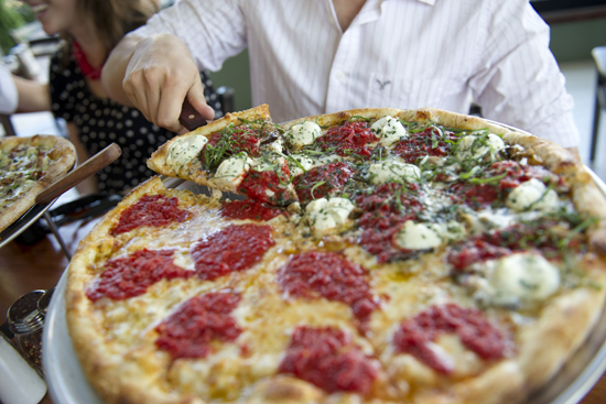 Otto Pizza, cheese, eggplant, ricotta, and basil pizza. Boston University BU, Otto Pizza, places to eat in Boston, BU campus food and pizza