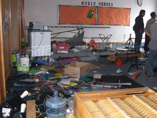 American Cooperative School of Tunis destroyed music classroom after attack by Muslim extremist group, Tunisia