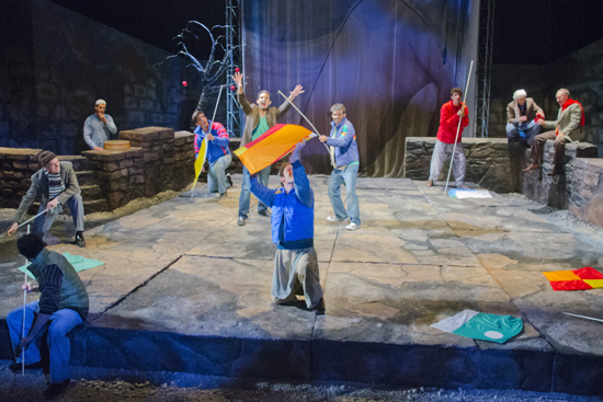Luke Murtha as Hassan, Fahim Hamid as Amir in The Kite Runner by Khaled Hosseini stage adaptation by New Repertory Theatre, Boston