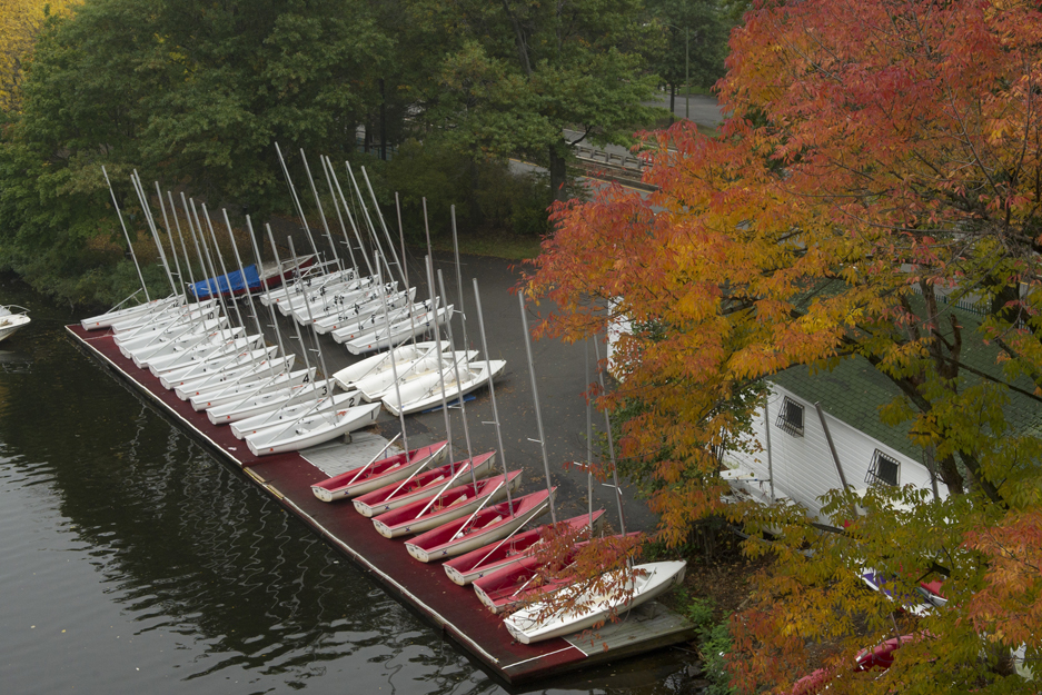 Boston University BU campus, fall foliage, BU boathouse