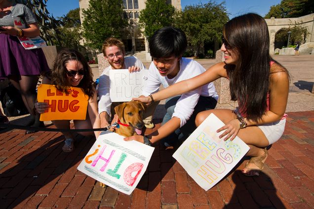 Boston University BU Free Hugs, Marsh Plaza, student activities organizations, I embrace you