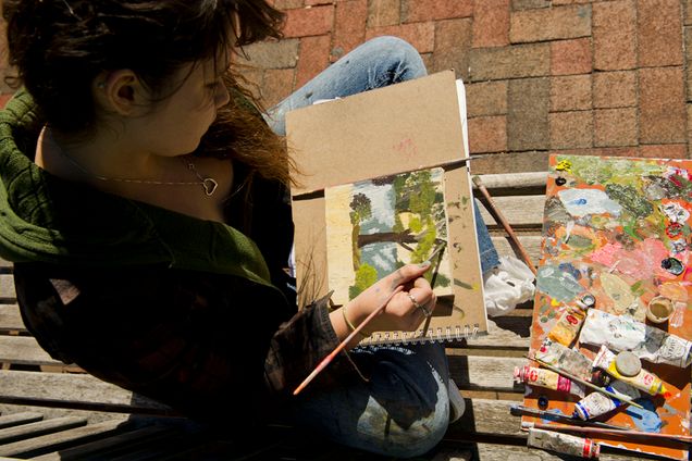 Boston University College of Fine Arts CFA student plein air painting, painting outdoors