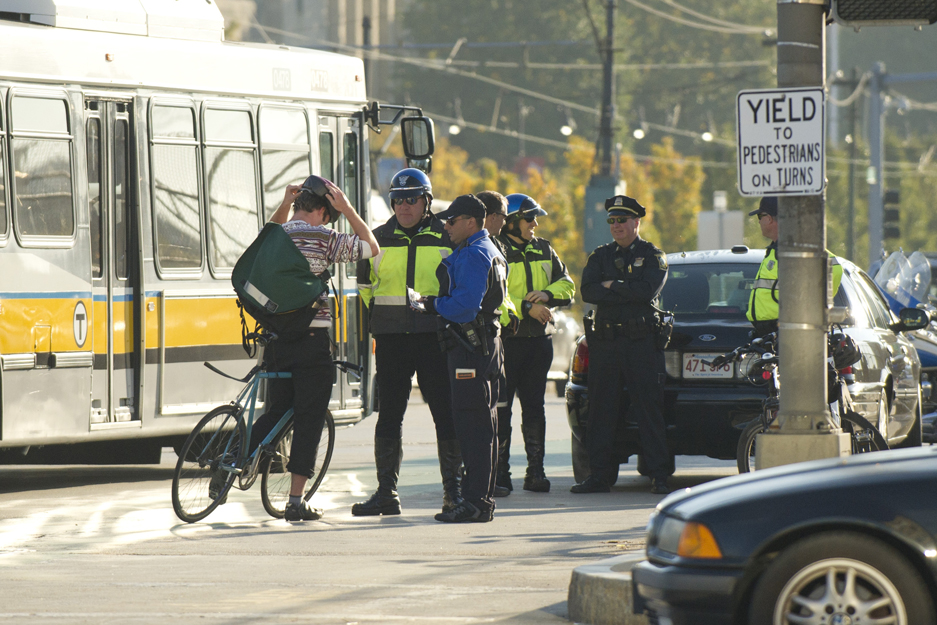 Boston University BU, bike safety, BUPD, free helmets bicyclists