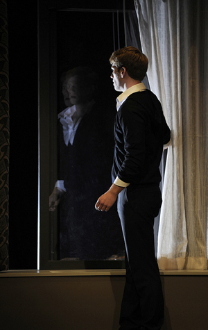 Huntington Theatre, Now or Later, Grant MacDermott as John Jr. Huntington Theatre Company, Calderwood Pavilion, Boston Center for the Arts, playwright Christopher Shinn, Now or Later, political play theatre