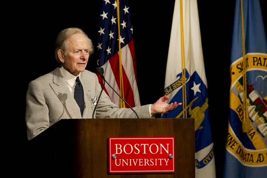 Author Tom Wolfe, memorial service for John Silber, Boston University president emeritus