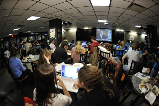 watch election coverage, Boston University BU campus, election night 2012