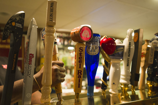 BU Pub beer taps, Boston University, nightlife, bars, beer, restaurants, food