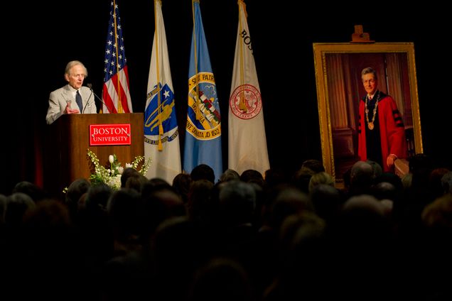 Boston University BU, President emeritus John Silber Memorial Service, George Sherman Union Metcalf Hall