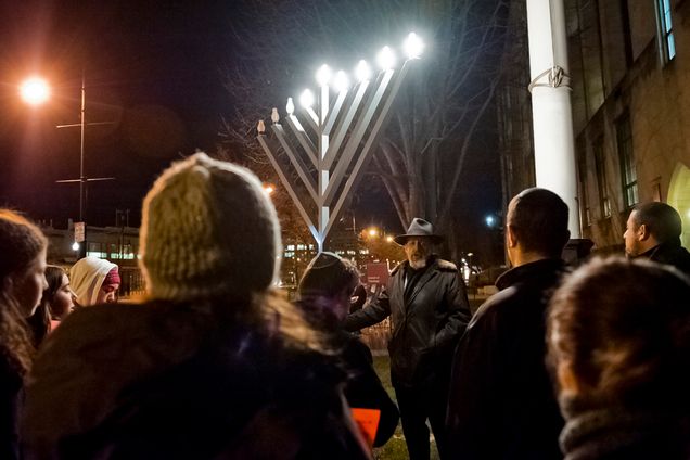 Boston University BU, the Florence and Chafetz Hillel House, Rabbi Joseph Polak, Hanukkah lighting fifth candle