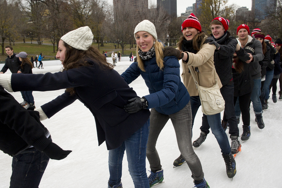 Boston University BU, Metropolitan College MET, international student event ice skating frog pond event