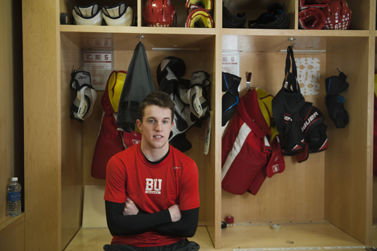 Matt Grzelcyk, Boston Bruins draft pick Boston University BU, Matthew Grzelcyk, men's hockey althetics, 2012 drafted by Bruins, Hockey East, Agganis Arena