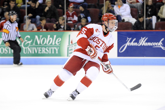 Matthew Grzelcyk Boston University BU, Matthew Grzelcyk, men's hockey althetics, 2012 drafted by Bruins, Hockey East, Agganis Arena