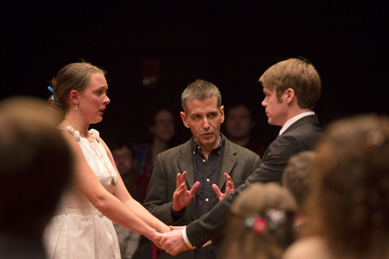 Therese Plaehn, David Cromer, Derrick Trumbly in Our Town by Thornton Wilder, Huntington Theatre Company