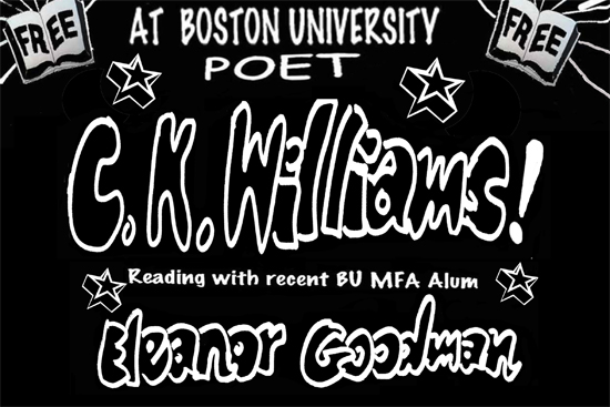 The Robert Lowell Memorial Poetry Reading, Pulitzer-winning poet C. K. Williams, Eleanor Goodman, poetry reading, The Castle
