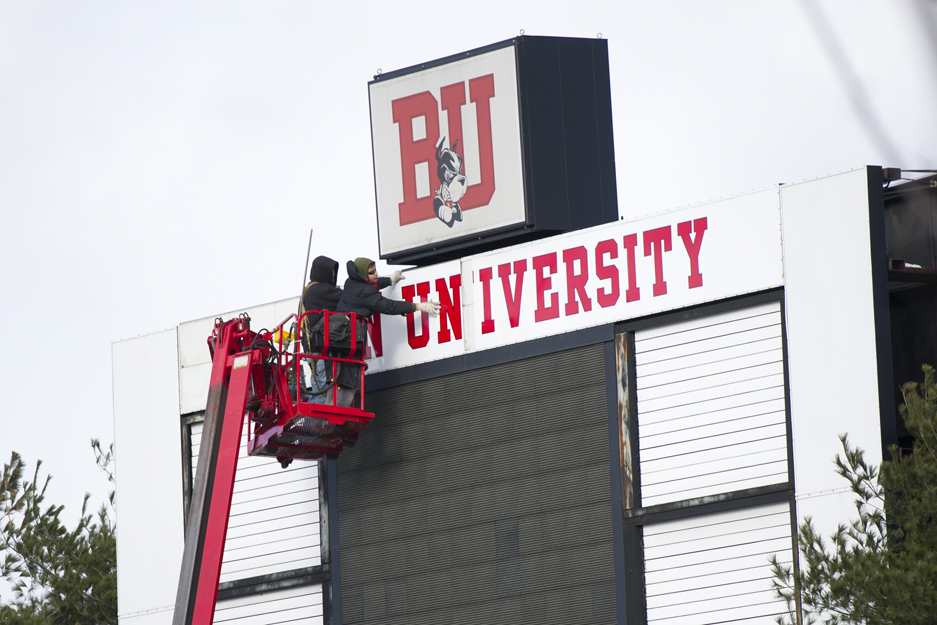 Boston University BU, Nickerson field sign, Divine Sign