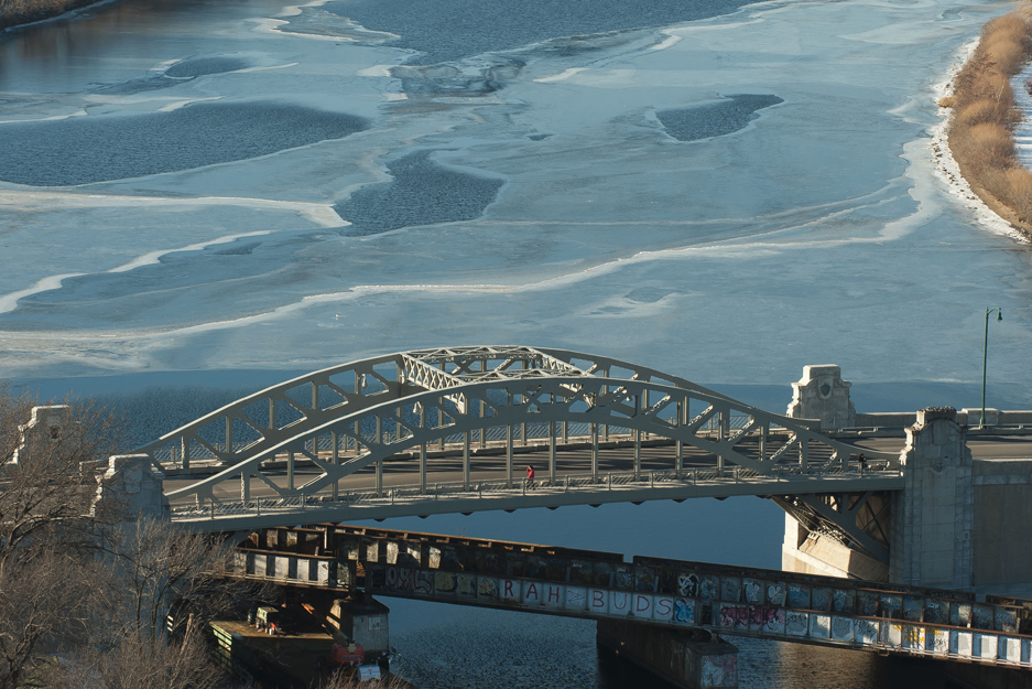 Boston University BU Bridge, winter campus