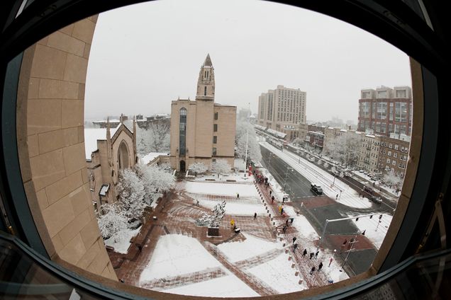 Boston University BU, Marsh Chapel Plaza, MLK statue, Commonwealth Avenue