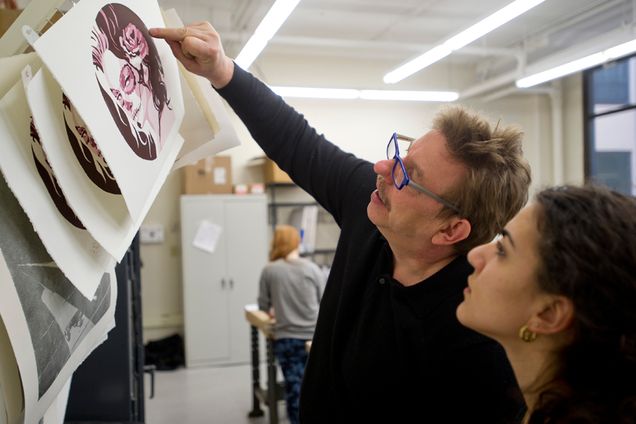 Boston University BU, College of Fine Arts CFA, silk screening, lecturer Sergey Tsvetkov, printmaking