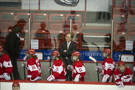 Women's Beanpot Tournament 2013, Coach Brian Durocher Women's Beanpot Tournament 2013 semi-final, Boston University BU Terriers women's ice hockey head coach Brian Durocher