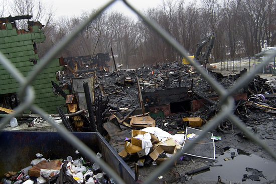 The Station Rhode Island Night Club fire wreckage 2003