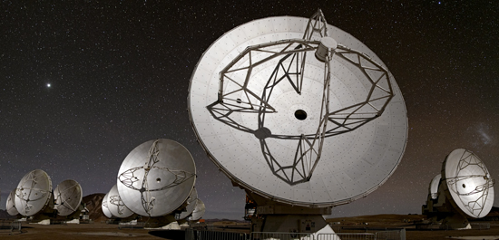 Atacama Large Millimeter/submillimeter Array (ALMA) at night