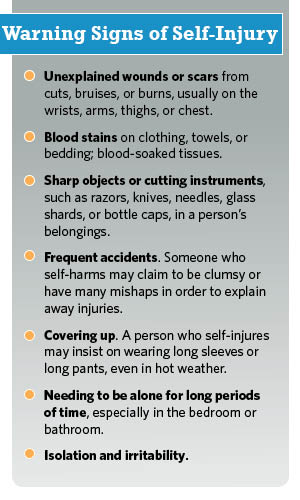 Cutting Sidebar Boston University BU, Student Health Services, mental health, psychology, cutting, self harm injury, college student depression anxiety