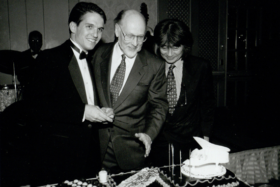 Keith Lockhart, John Williams, and Seiji Ozawa, 1995 Keith Lockhart, Boston Pops, conductor, maestro, Howard Gotlieb Archival Research Center