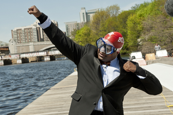 Kenneth Elmore, Dean of Students, Boston University BU senior class gift, jumping in Charles River,