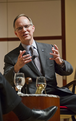 David Barger, JetBlue CEO Boston University BU, SMG Dean Kenneth Freeman, JetBlue president CEO David Barger, advice to students, career paths, leadership,