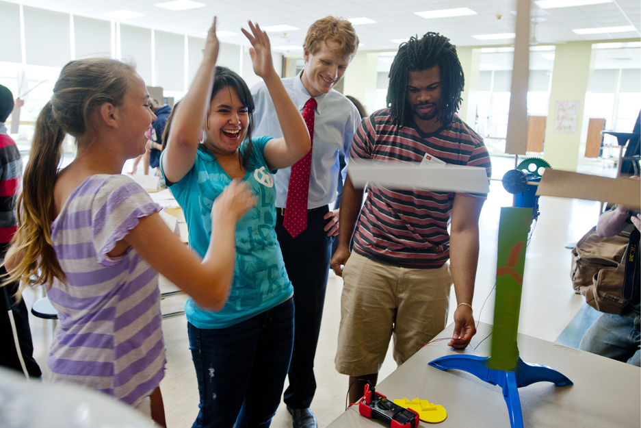 Boston University BU, College of Engineering ENG, US Representative Joe Kennedy, BU Inpiration Ambassadors, Brown Middle School Newton, science and engineering advocates