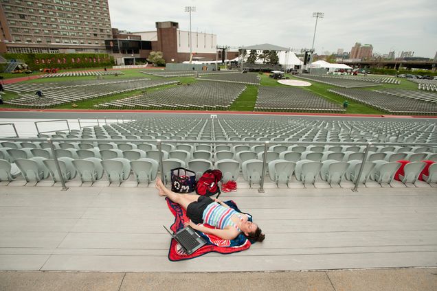 Boston University BU, Nickerson Field, commencement prep