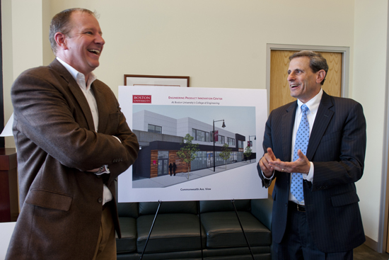 Boston University Engineering Product Innovation Center (EPIC), Mike Campbell and Kenneth Lutchen Mike Campbell, Executive Vice President PTC CAD, Kenneth Lutchen, Dean Boston University College of Engineering, Boston University BU Engineering Product Innovation Center EPIC