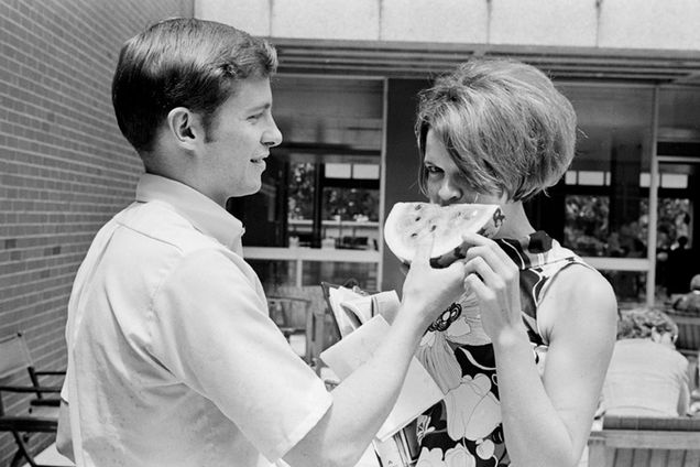 Boston University BU, archive photography, annual watermelon festival, Hayden Court