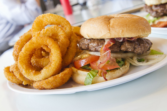 ABoston University Medical Campus BUMC, places to eat Boston, Andres Cafe, American burgers fries onion rings, Middle Eastern food falafel tabouleh hummus tahini